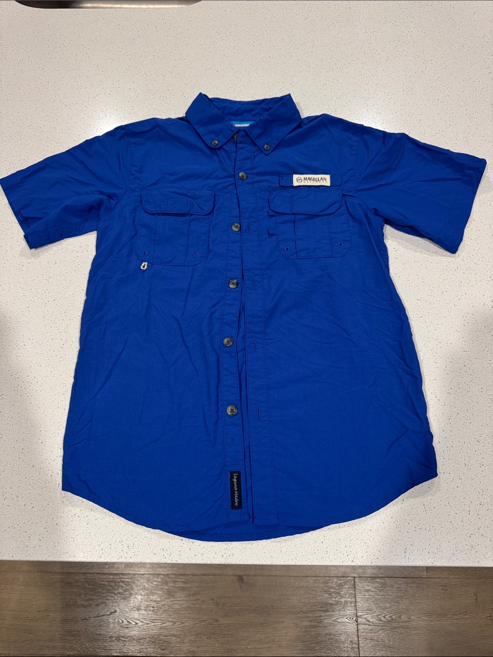 Magellan Outdoors Laguna Madre Fishing Shirt Blue Small